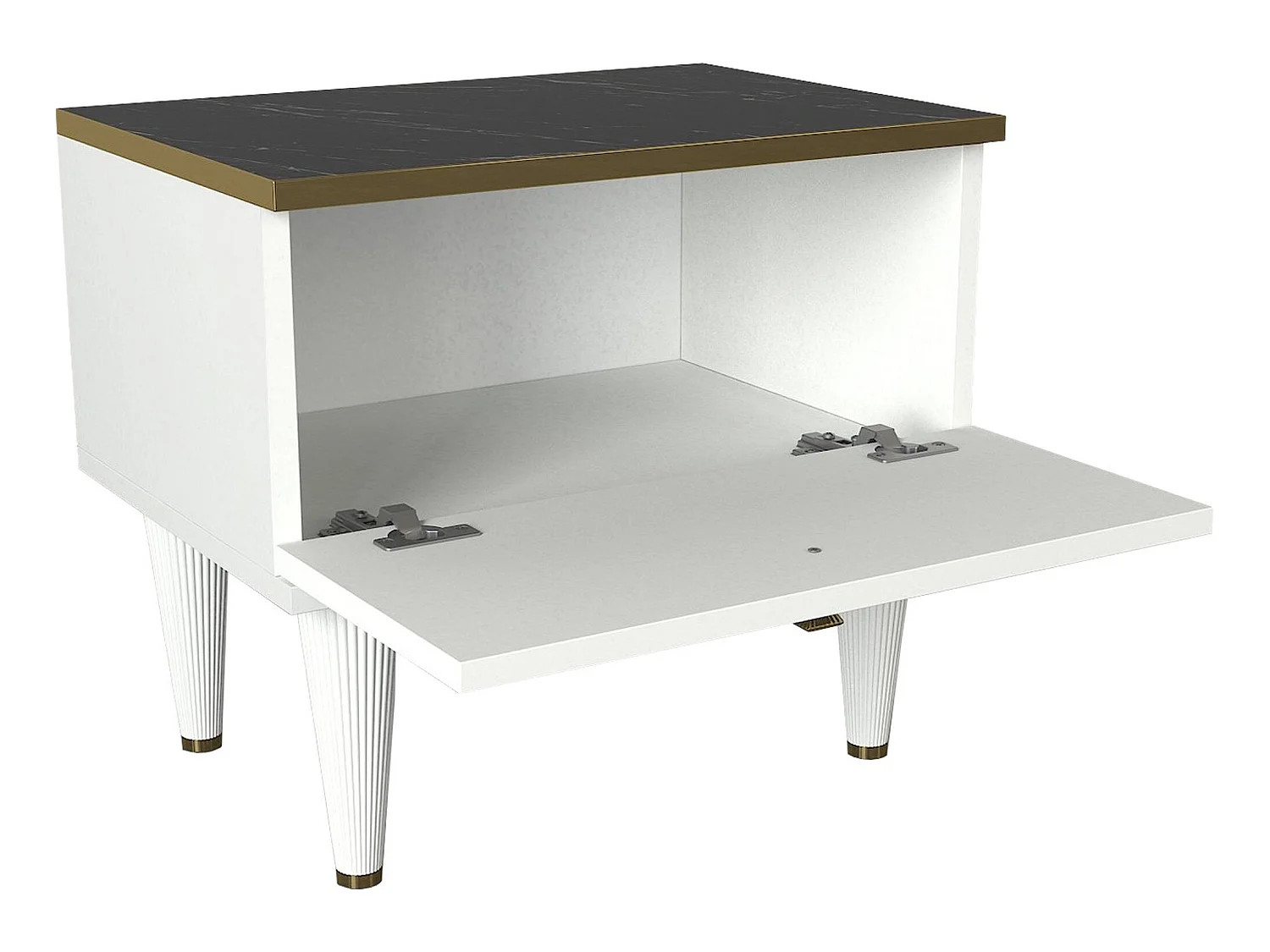 Table de chevet 100% aggloméré plaqué mélamine, couleur blanc te noir 50x47.2x34.8