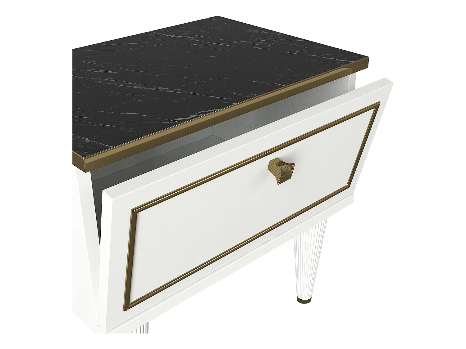 Table de chevet 100% aggloméré plaqué mélamine, couleur blanc te noir 50x47.2x34.8