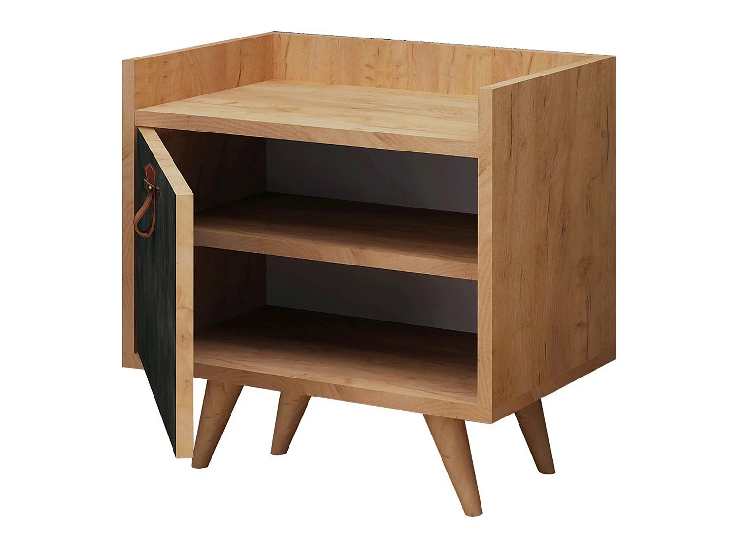 Table de chevet 100 % aggloméré plaqué mélamine, couleur chêne béton foncé 50x55x40