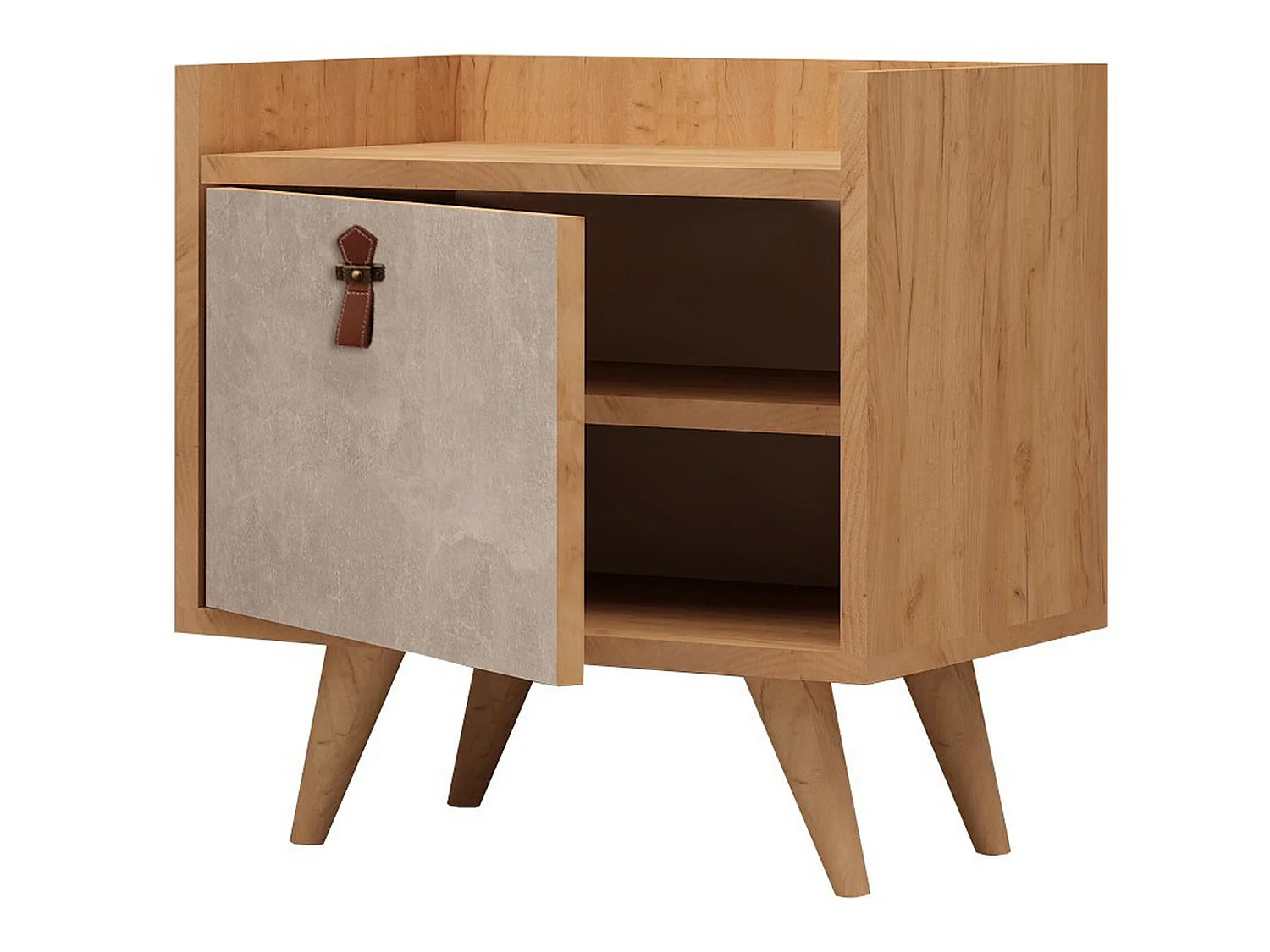 Table de chevet 100 % aggloméré plaqué mélamine, couleur chêne blanc 50x55x40