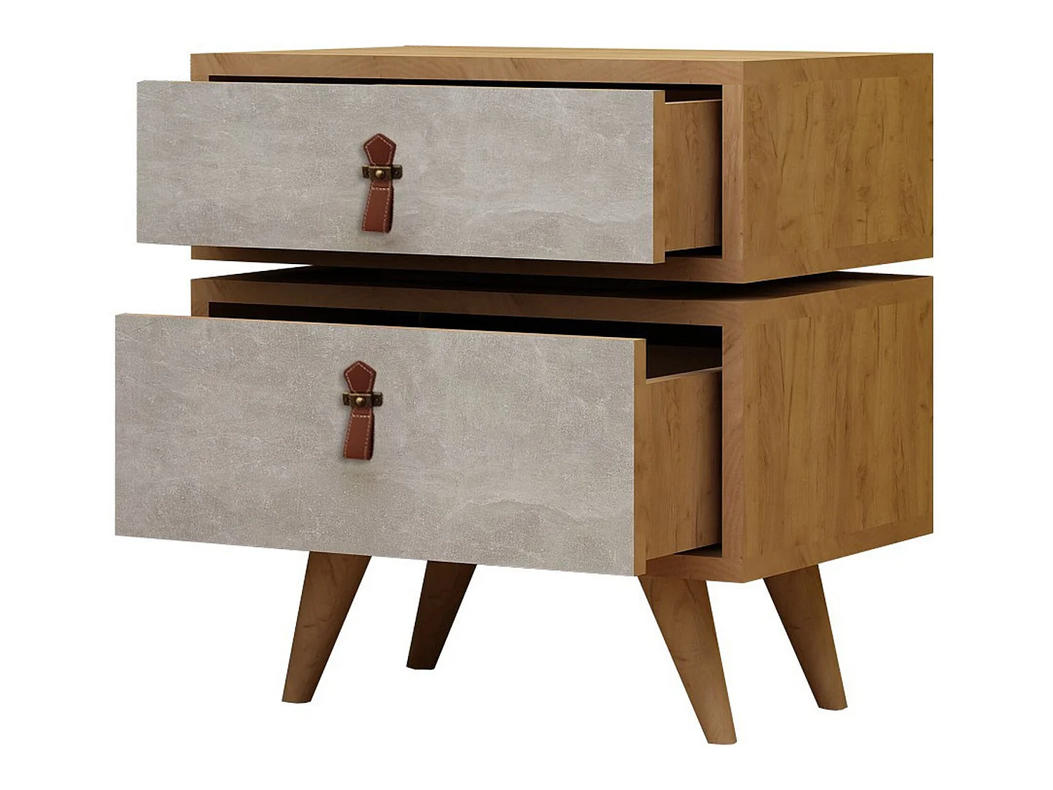 Table de chevet 100 % aggloméré plaqué mélamine, couleur chêne blanc 50x59x40