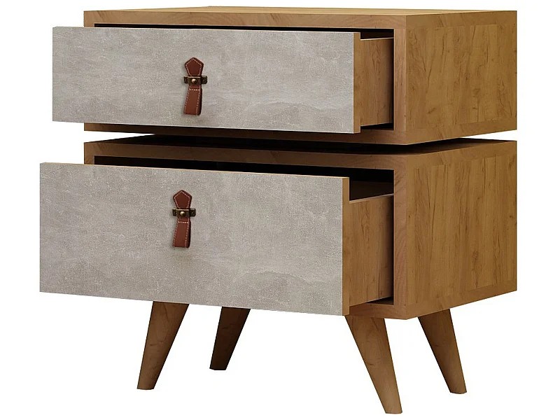 Table de chevet 100 % aggloméré plaqué mélamine, couleur chêne blanc 50x59x40