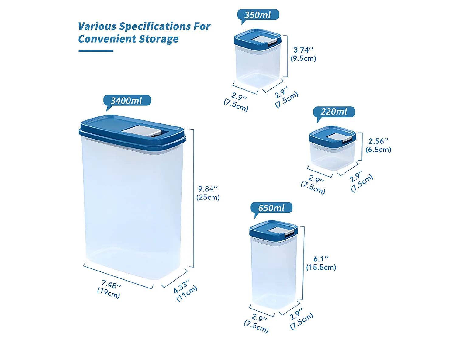 Boîte de conservation des aliments pour la cuisine, 6 pièces
