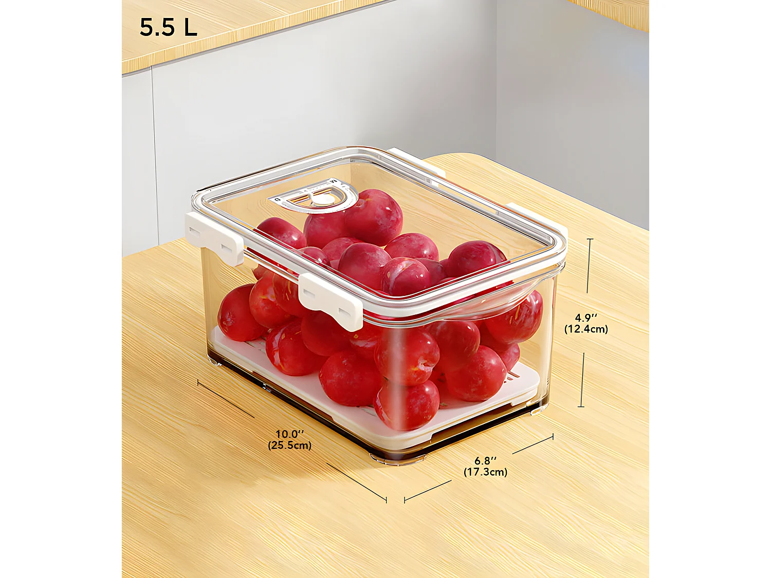 Set de 2 conteneurs alimentaires, 5,5 l chacun pour la conservation des aliments, avec couvercles