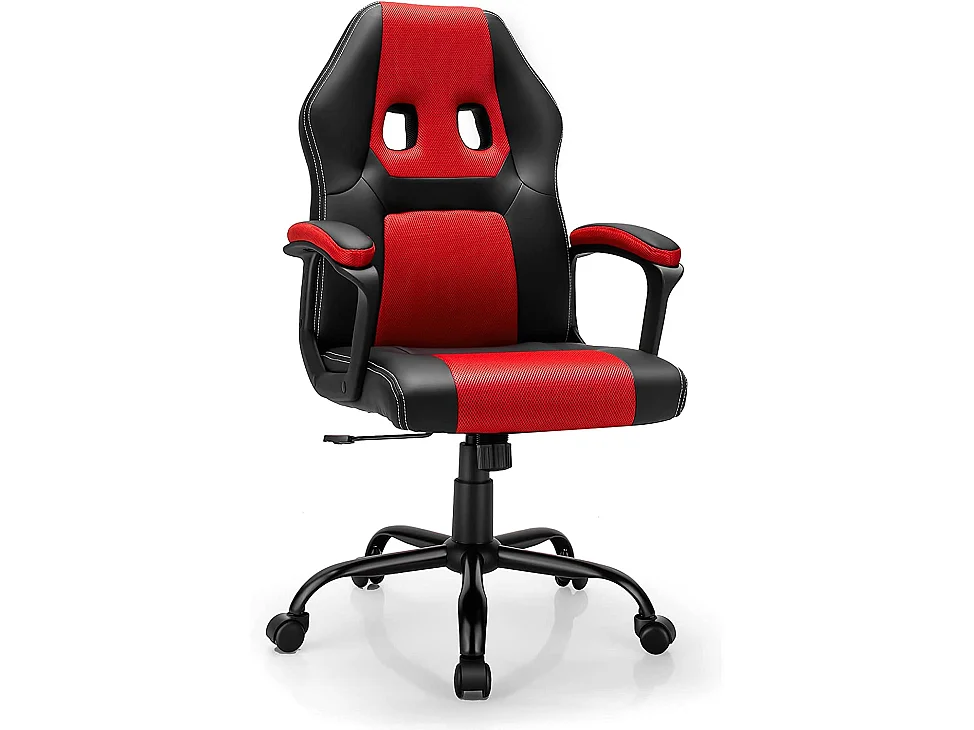 Chaise de Bureau Ergonomique Inclinable 90-115° Chaise Gaming Pivotante Hauteur du Siège Réglable 48-57,5CM Support Lombaire rose