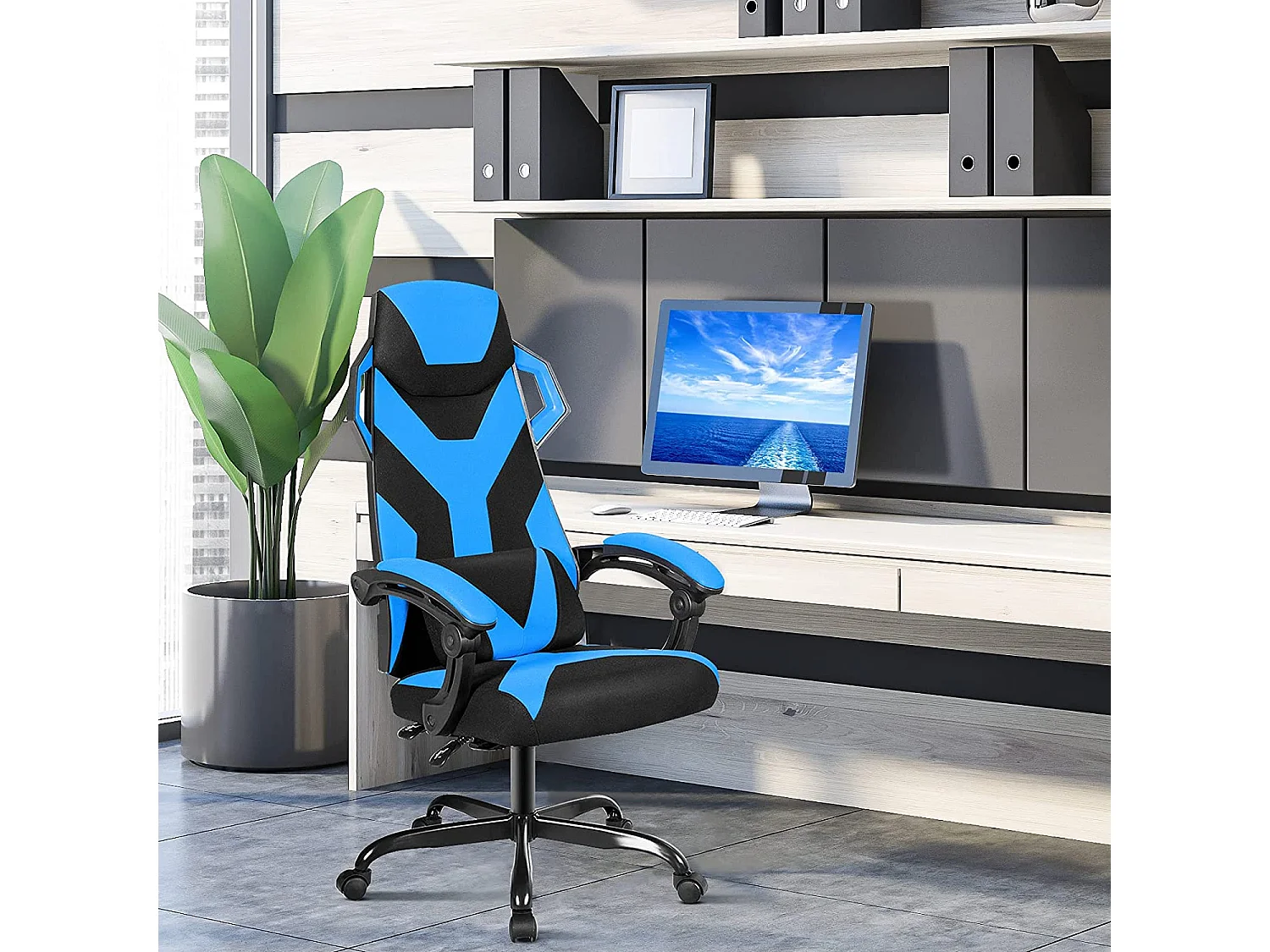 chaise gaming massage gaming racing chaise ergonomique inclinable à 90°-135° et hauteur réglable