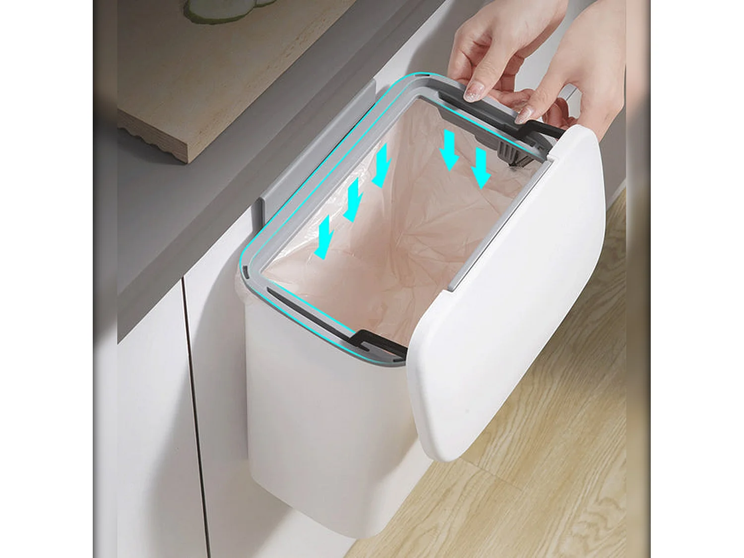 Poubelle de cuisine murale multifonctionnelle 8 l