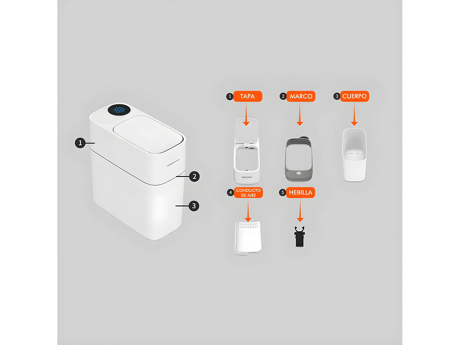Poubelle à déchets avec système d'adsorption automatique 10comprend 20 sacs poubelles