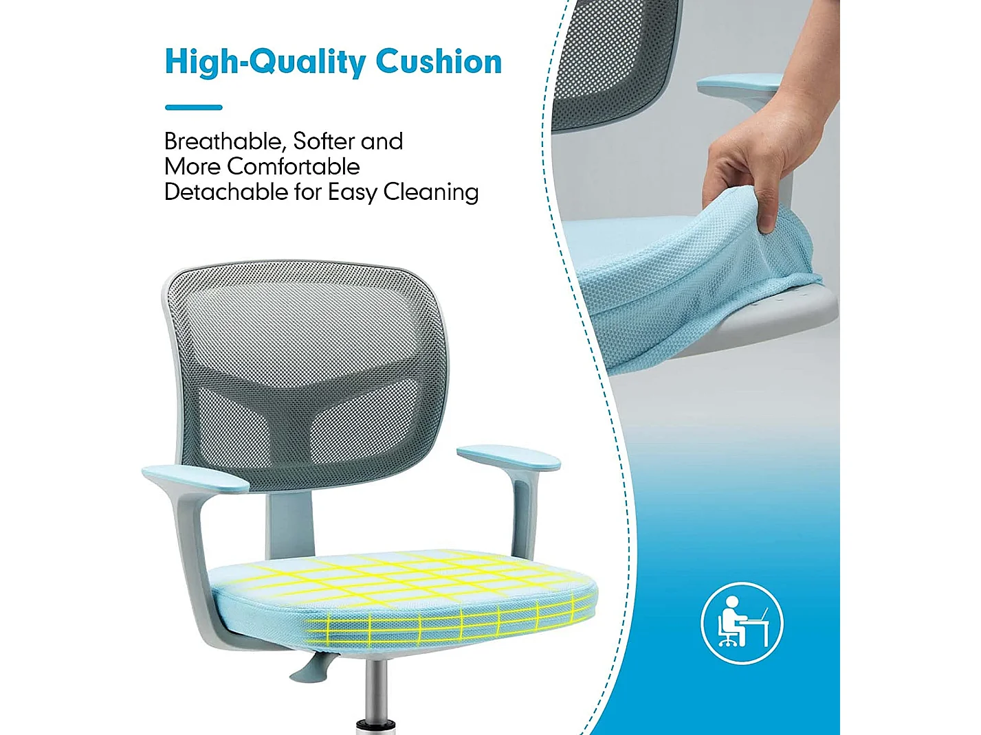 chaise de bureau à roulettes pour enfants,soutien lombaire, siège pivotant