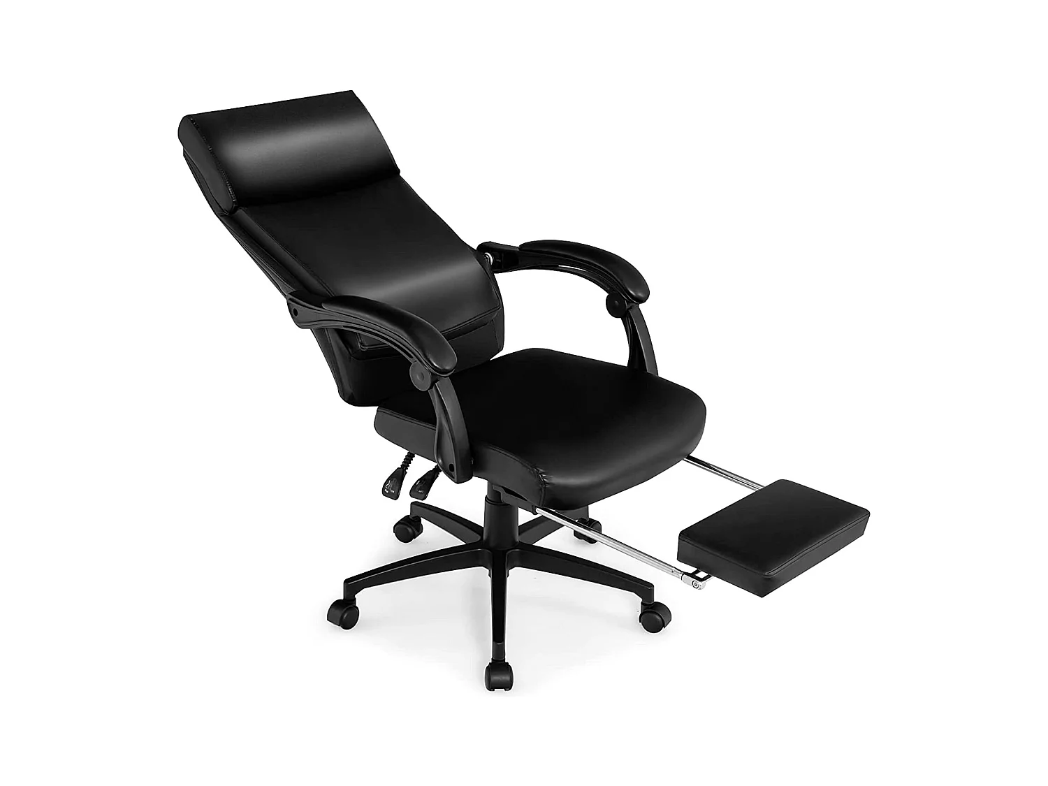Chaise de Bureau Ergonomique Inclinable Pivotant Réglable en Hauteur avec roulettes Appuie-Tête Accoudoir Repose-Pieds 62 x 71,5 x 109-119 cm Noir