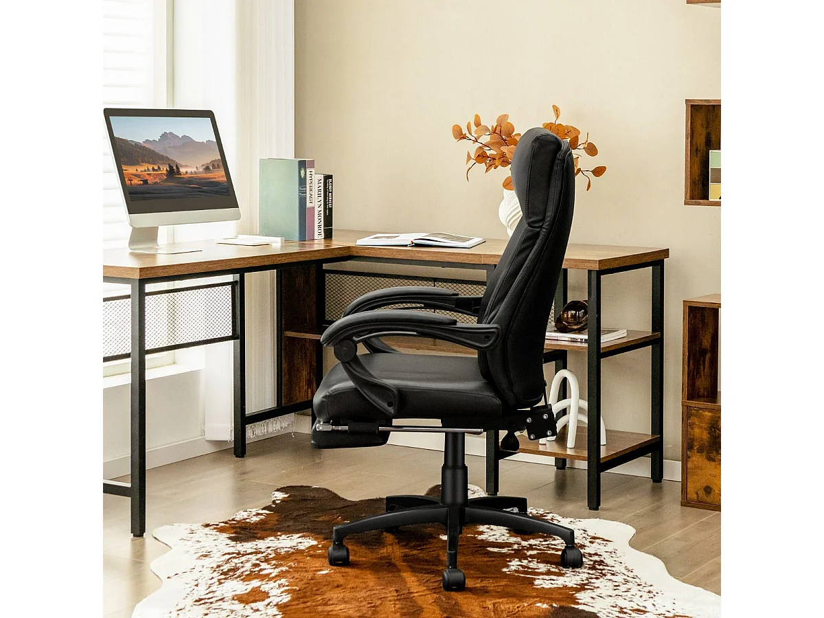 Ergonomische bureaustoel verstelbaar draaibaar in hoogte verstelbaar met wielen hoofdsteun armleuning voetsteun 62 x 71,5 x 109-119 cm zwart