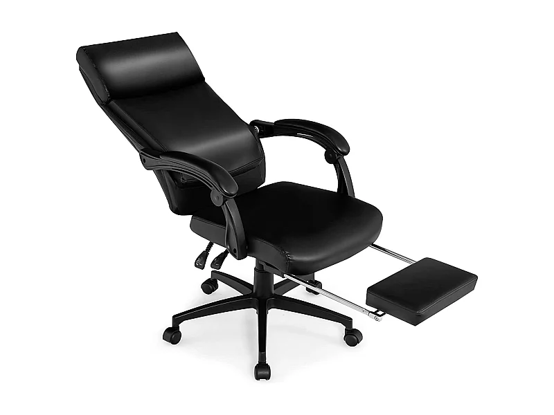 Ergonomische bureaustoel verstelbaar draaibaar in hoogte verstelbaar met wielen hoofdsteun armleuning voetsteun 62 x 71,5 x 109-119 cm zwart