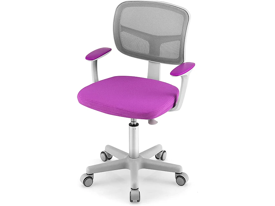 Chaise de Bureau Pivotante Enfants avec Hauteur Réglable 80-91,5cm, Coussin Amovible, 3-10 Ans