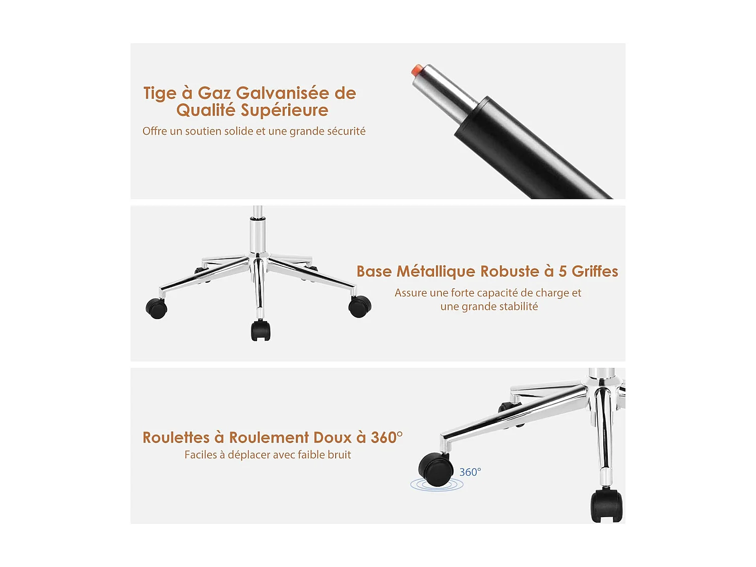 Fauteuil de Bureau Moderne en Cuir PU, Chaise Siège de Bureau à Bascule Réglable en Hauteur, Accoudoirs Rembourrés pour Les Jeux et Le Travail