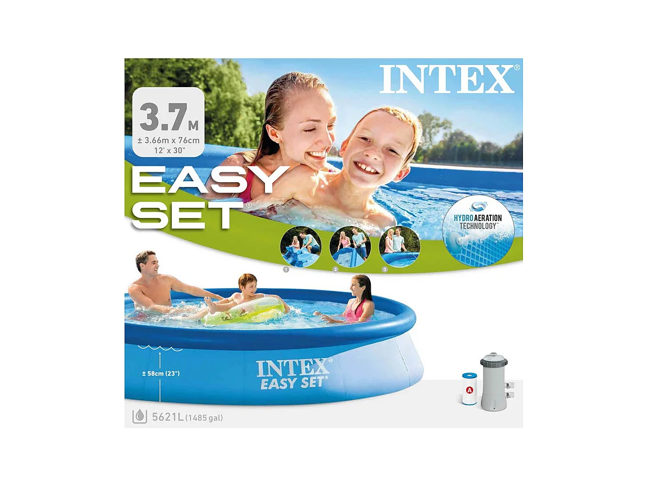 Intex 28132NP – Easy Set runder Pool mit Filterpumpe, 366 x 76 cm