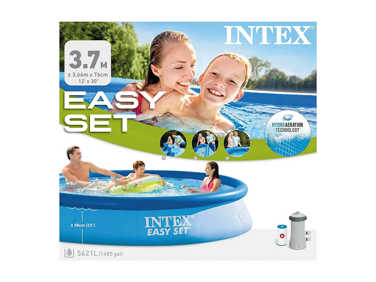 Intex 28132NP - Piscina redonda Easy Set com bomba filtro, 366x76 cm