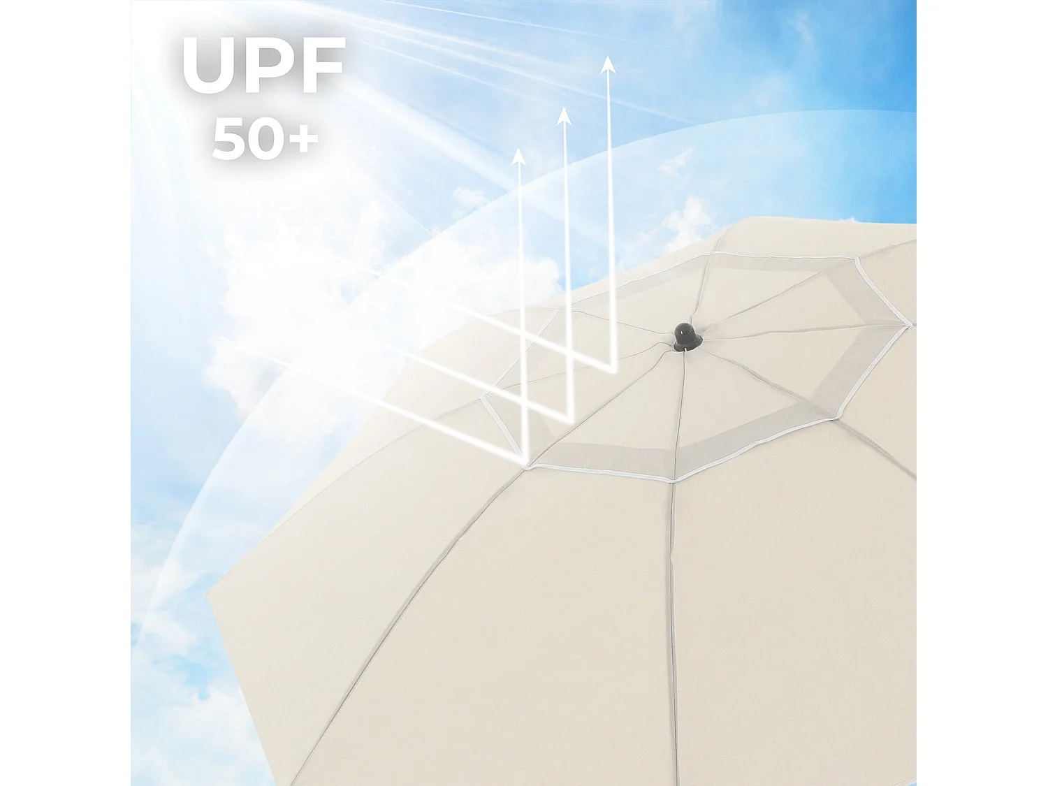 Ombrellone da giardino diametro 1,6 m protezione ombrellone UPS 50+ inclinabile portatile stecche in fibra di vetro antivento con borsa beige 12_0001766