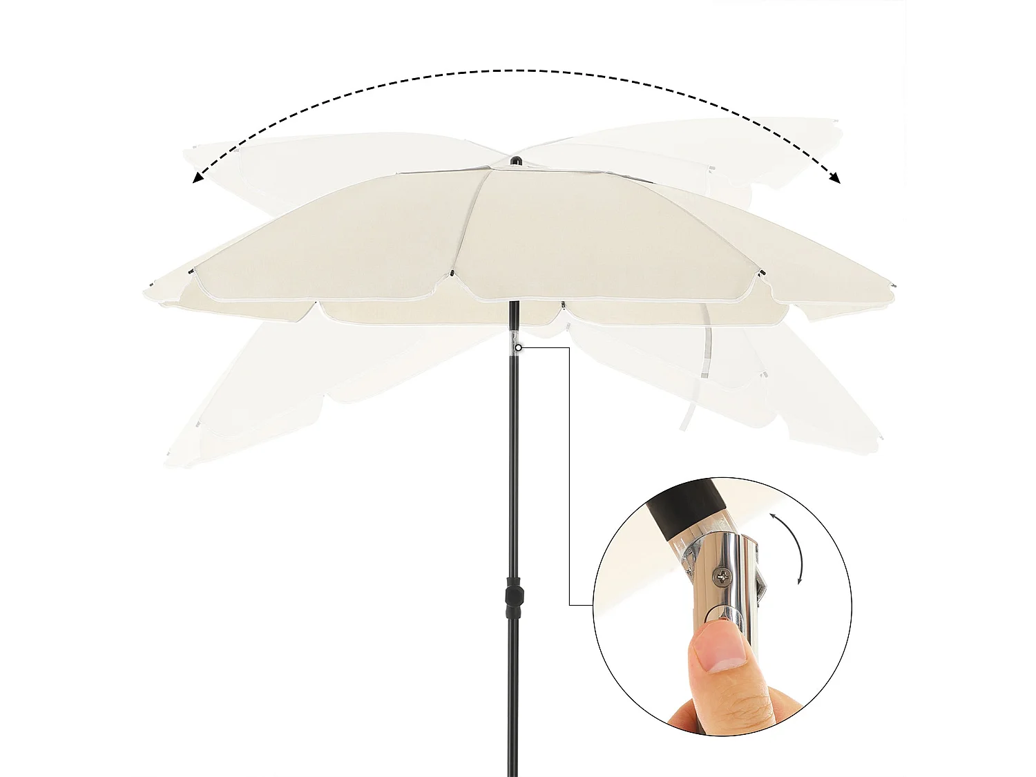 Ombrellone da giardino diametro 1,6 m protezione ombrellone UPS 50+ inclinabile portatile stecche in fibra di vetro antivento con borsa beige 12_0001766