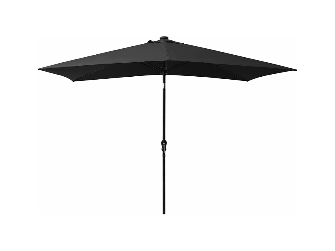 Sombrilla con LED y poste de acero 2 x 3 m negro 02_0008068