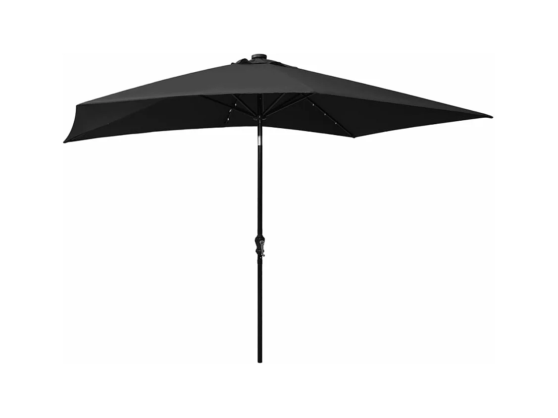 Sombrilla con LED y poste de acero 2 x 3 m negro 02_0008068