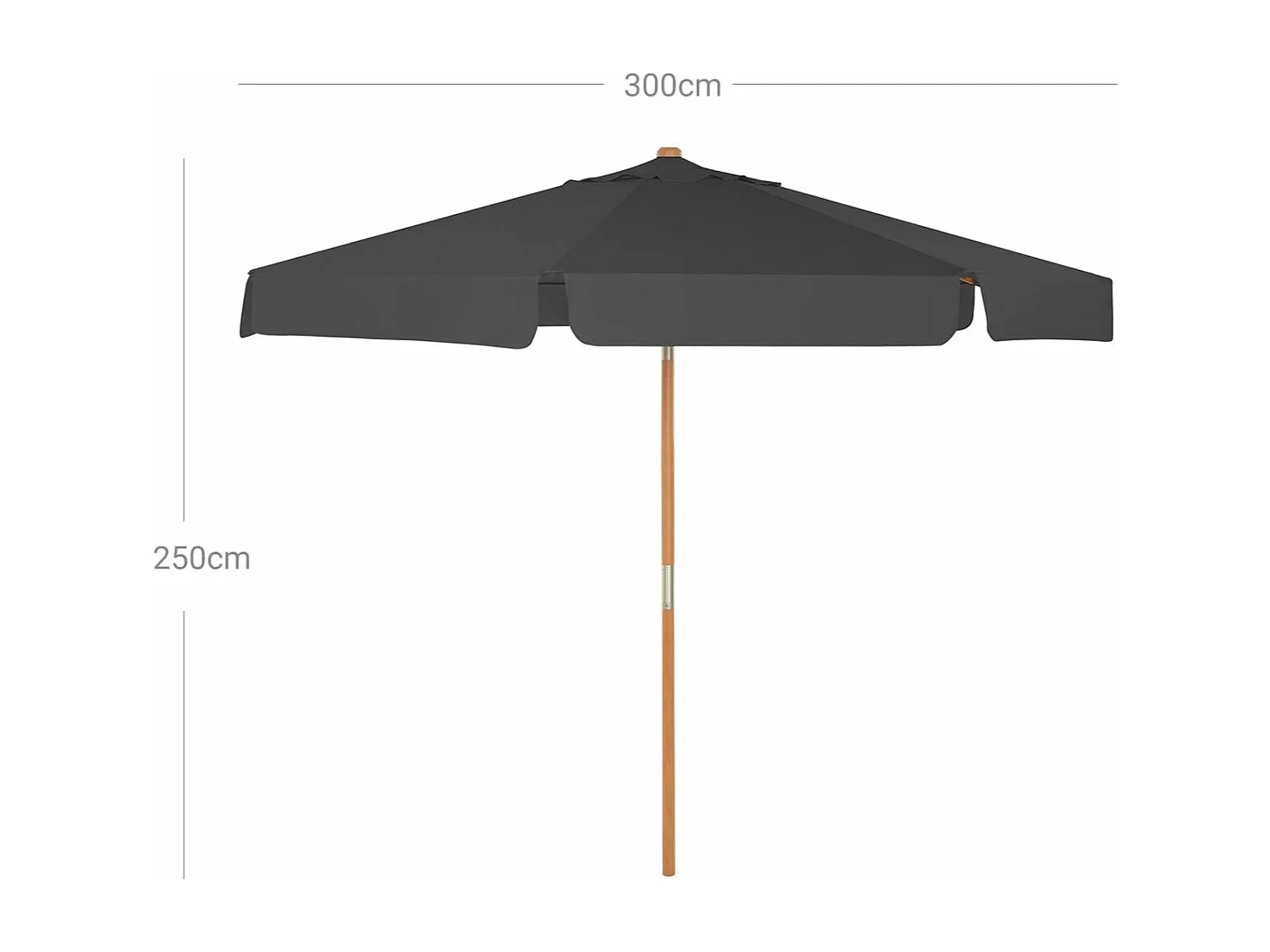 Parasol 3 m ombrelle bois marron 3 x 3 x 2.5 cm 12_0001812