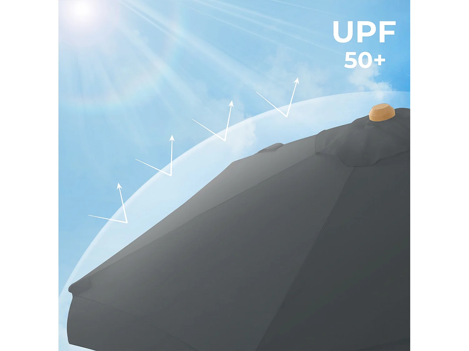 Parasol 3 m ombrelle bois marron 3 x 3 x 2.5 cm 12_0001812