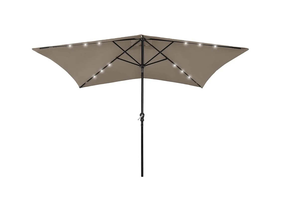 Ombrellone con LED e palo in acciaio tortora 2 x 3 m 02_0008071