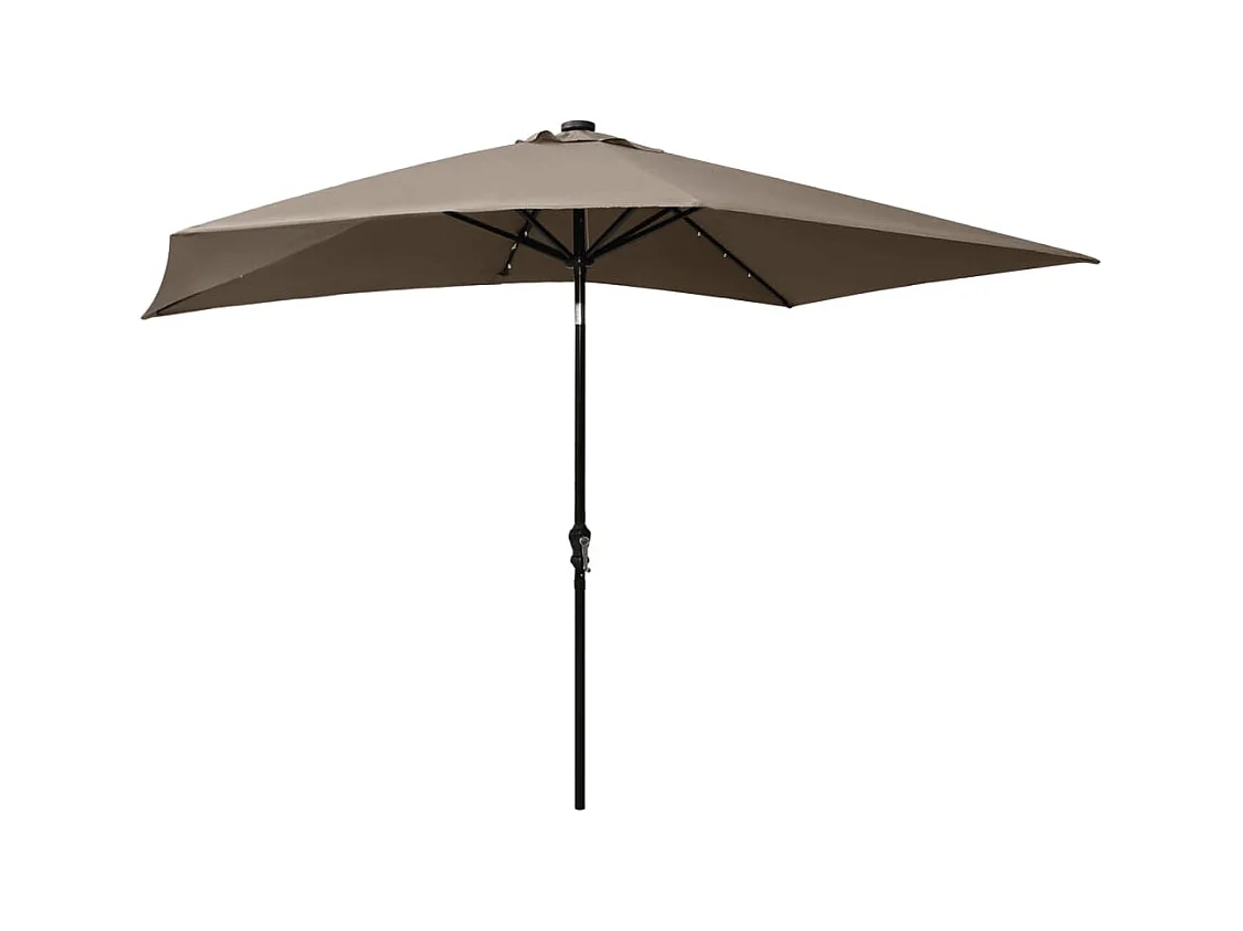 Ombrellone con LED e palo in acciaio tortora 2 x 3 m 02_0008071