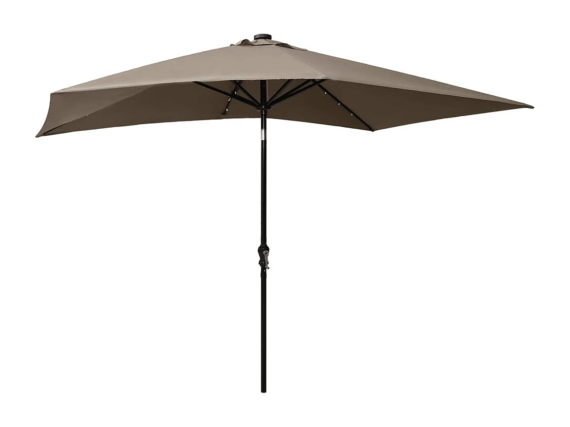 Ombrellone con LED e palo in acciaio tortora 2 x 3 m 02_0008071