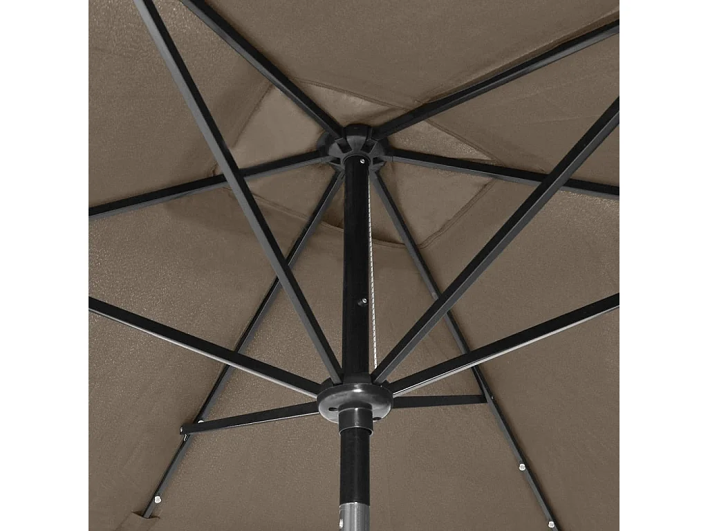 Ombrellone con LED e palo in acciaio tortora 2 x 3 m 02_0008071