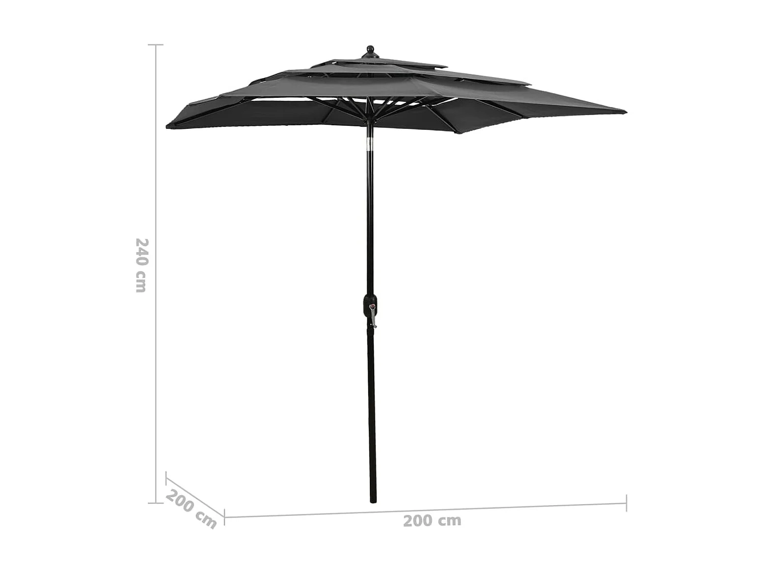 Parasol à 3 niveaux aluminium 200 x 200 x 240 cm 02_0008740