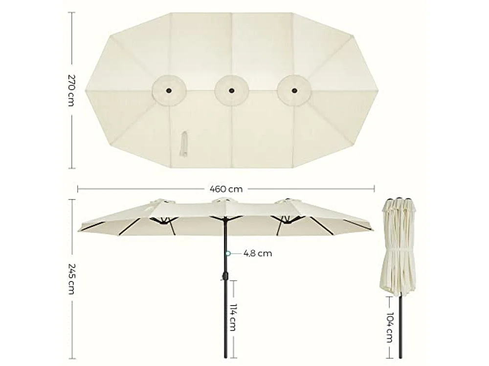 Parasol double 460 x beige 460 x 270 x 245 cm 12_0001751