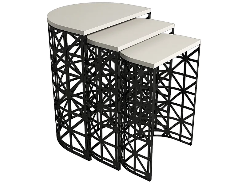 Table gigogne, 100 % aggloméré plaqué mélamine, couleur crème Noir 46x62x33