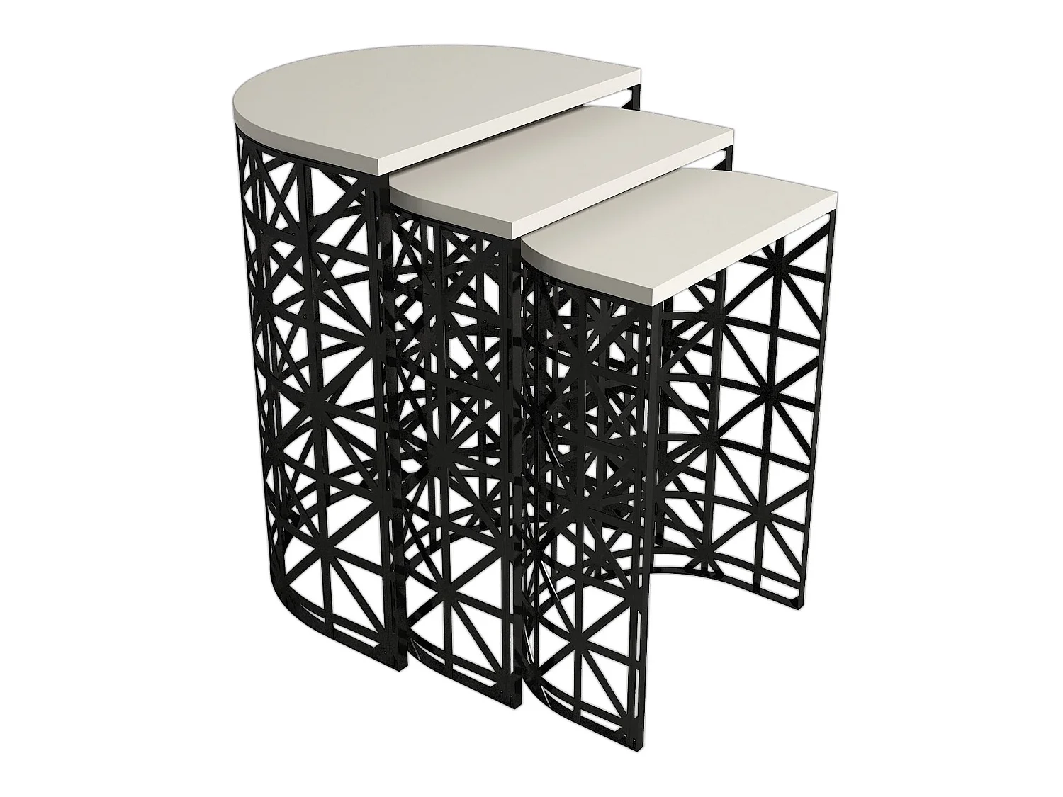 Table gigogne, 100 % aggloméré plaqué mélamine, couleur crème Noir 46x62x33