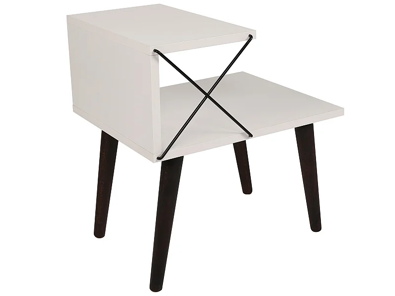 Table d'appoint, 100% aggloméré plaqué mélamine, Couleur Blanc 50x55x40