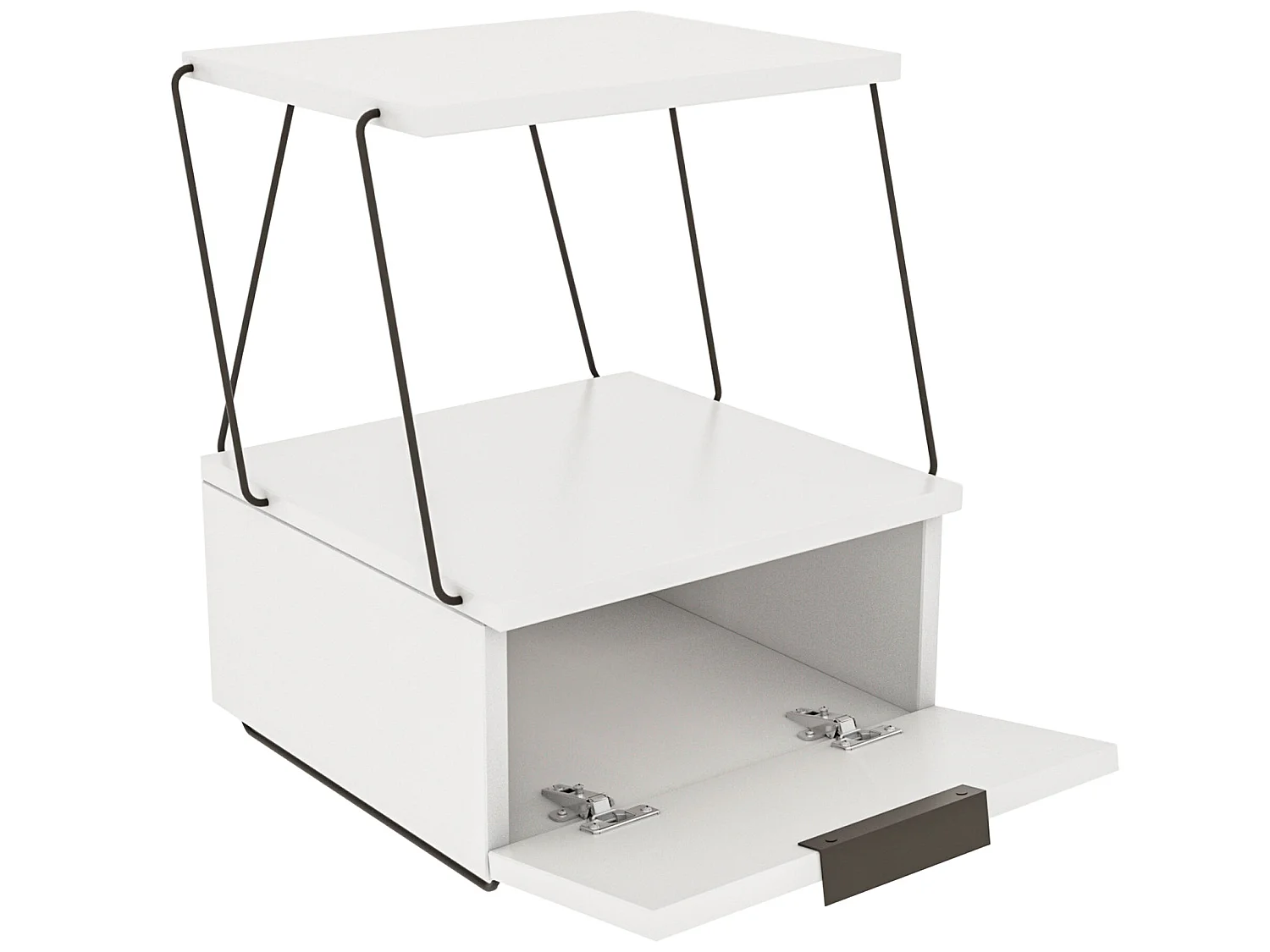 Table de chevet, 100% aggloméré plaqué mélamine, couleur blanc 42x52x41