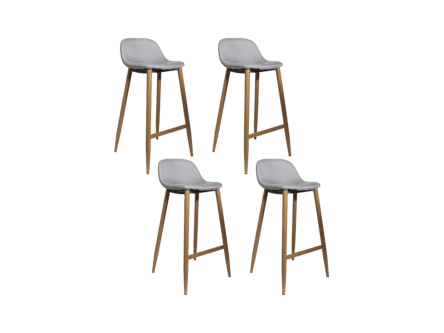 Tabouret De Bar Tissu Gris Pieds Metal - Lot De 4 Gris