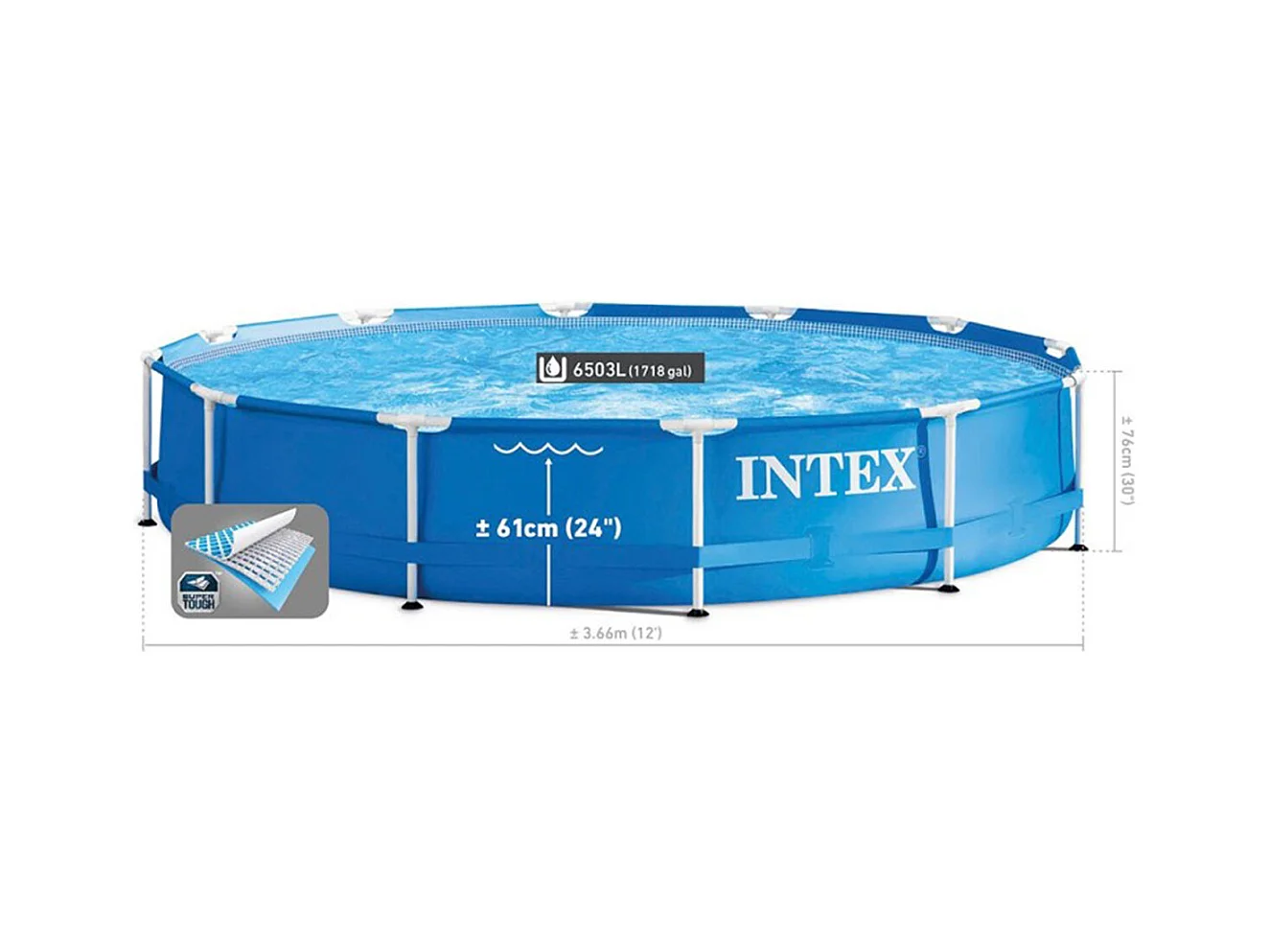 Intex rond bovengronds zwembad 366x76 cm met pomp en cartridge