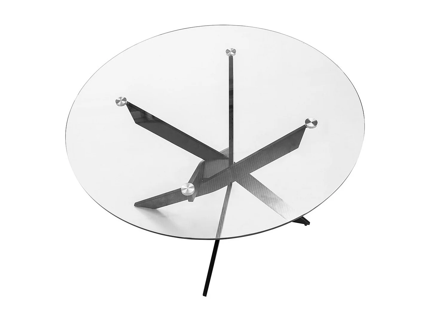 DESIAL - Table Ronde Ø120cm Plateau en Verre Piétement Croisé Métal Noir