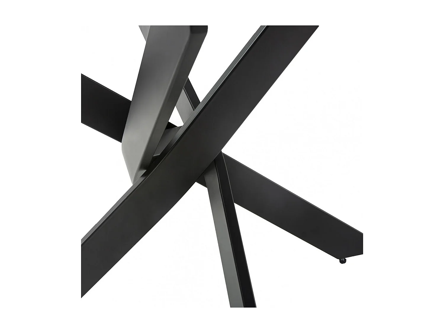 DESIAL - Table Ronde Ø120cm Plateau en Verre Piétement Croisé Métal Noir