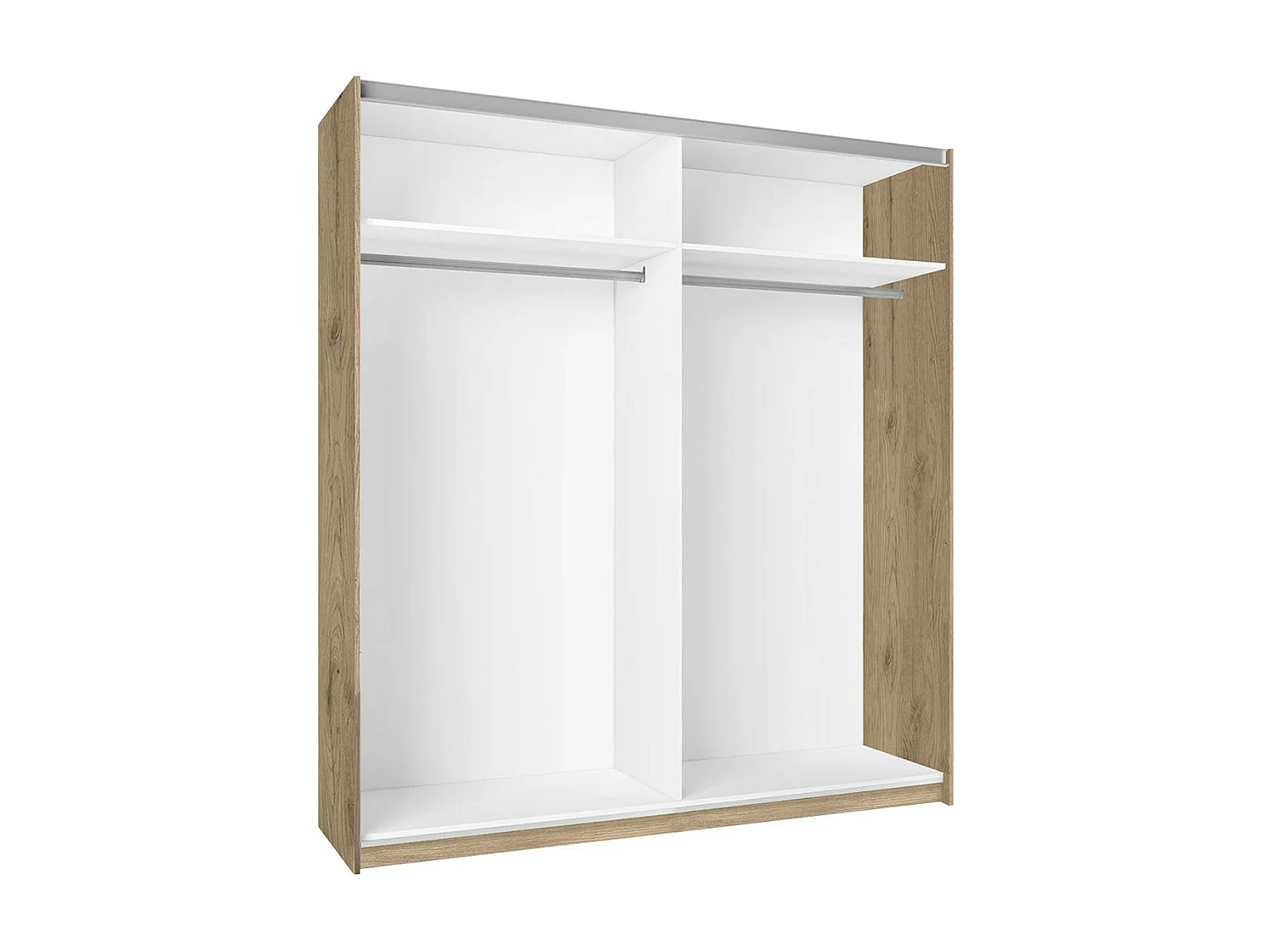 KONETIS - Armoire Penderie 2 Portes Coulissantes Effet Chêne et Bois Noir