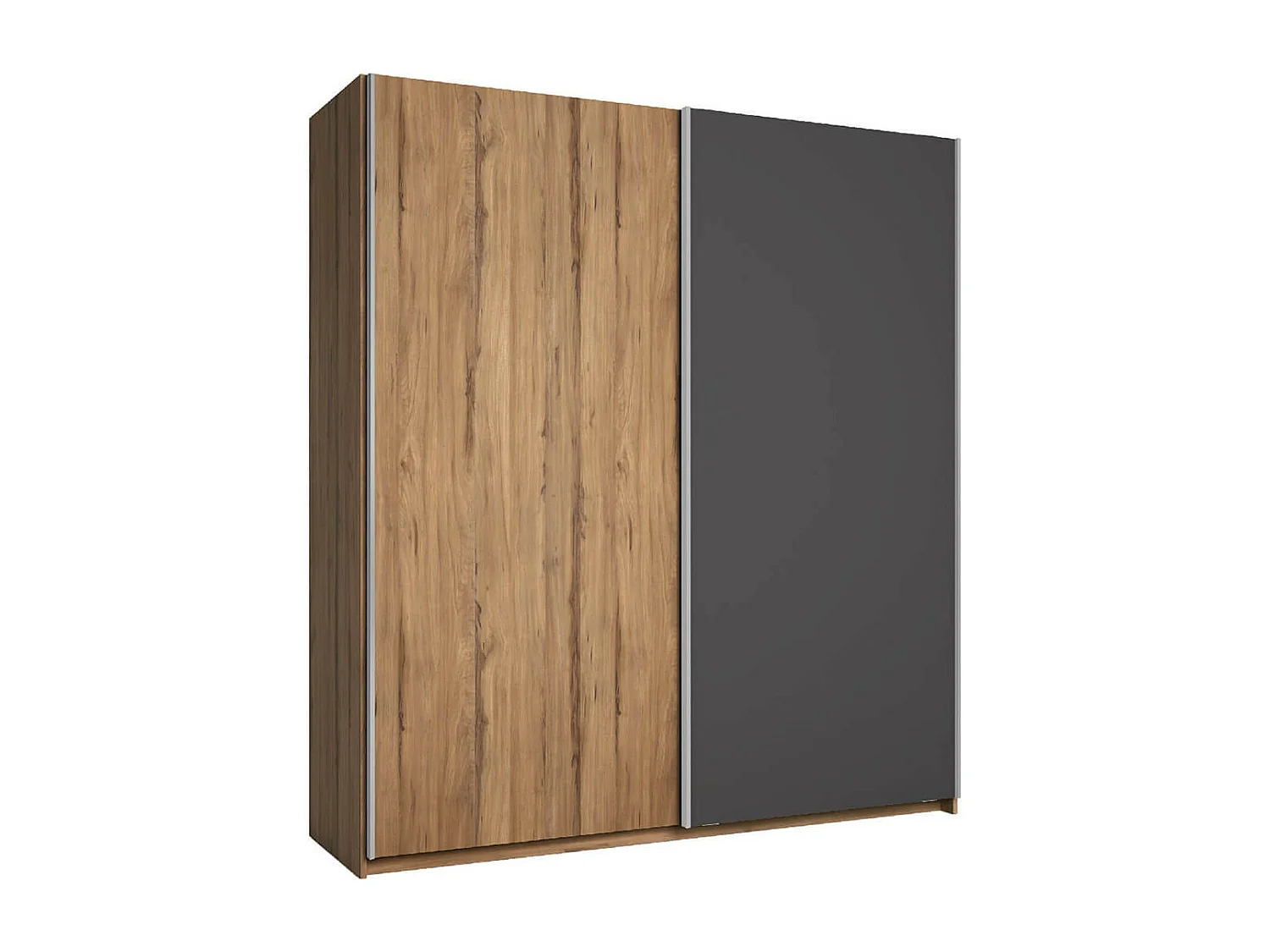 CAMINA - Armoire Penderie 2 Portes Coulissantes Effet Noyer et Gris Anthracite
