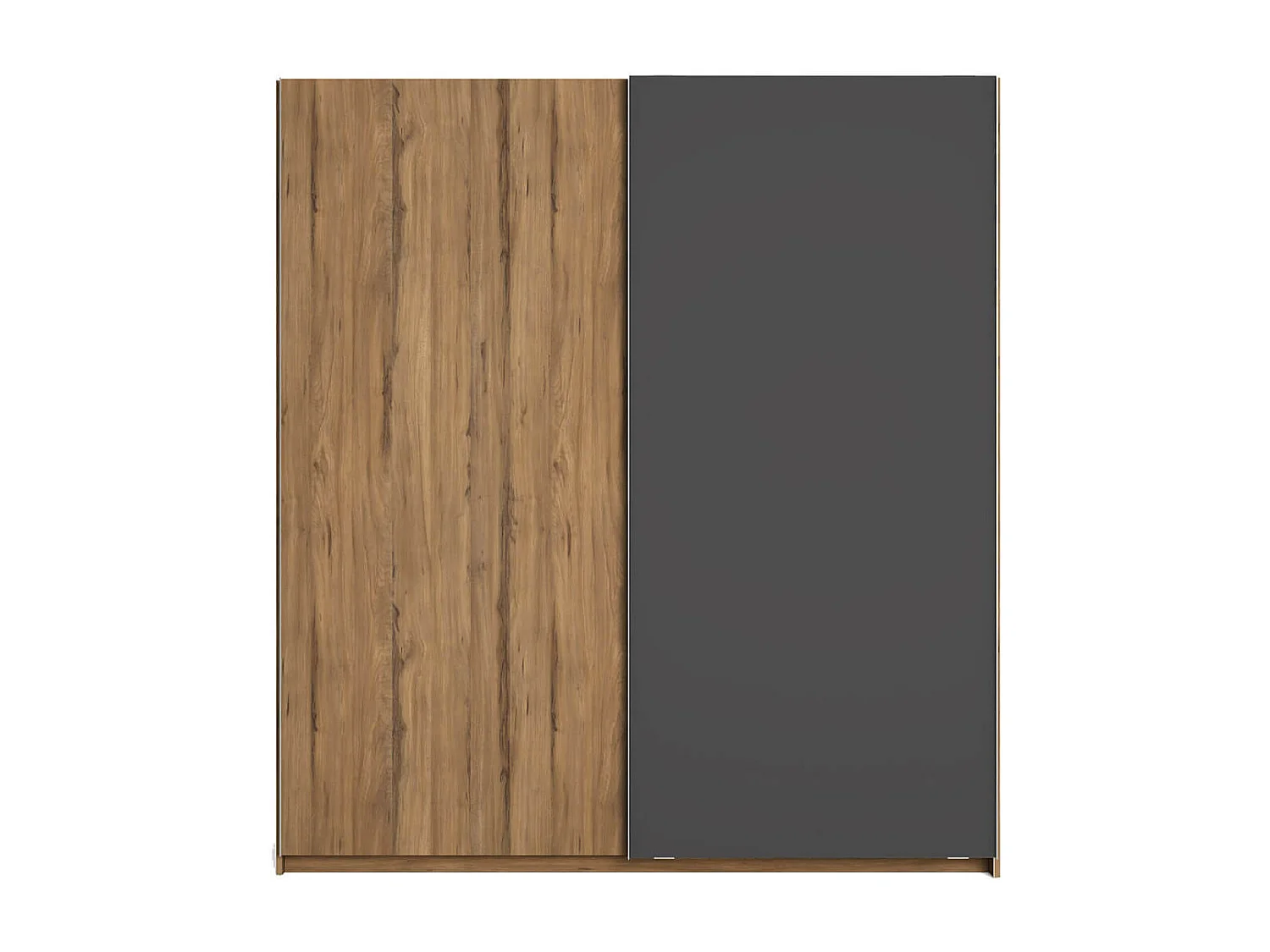 CAMINA - Armoire Penderie 2 Portes Coulissantes Effet Noyer et Gris Anthracite