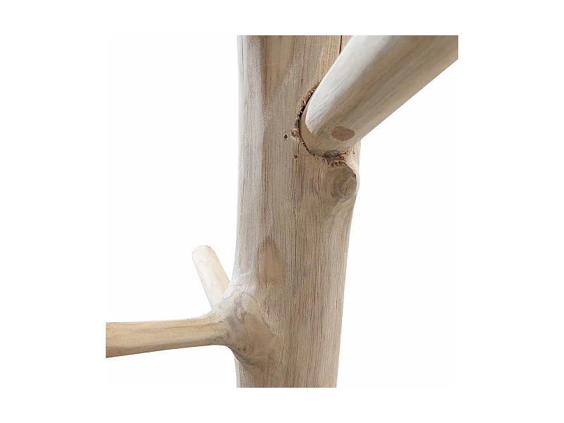 Porte-manteau branche bois de teck brut 180 cm pied rond noir - NAO