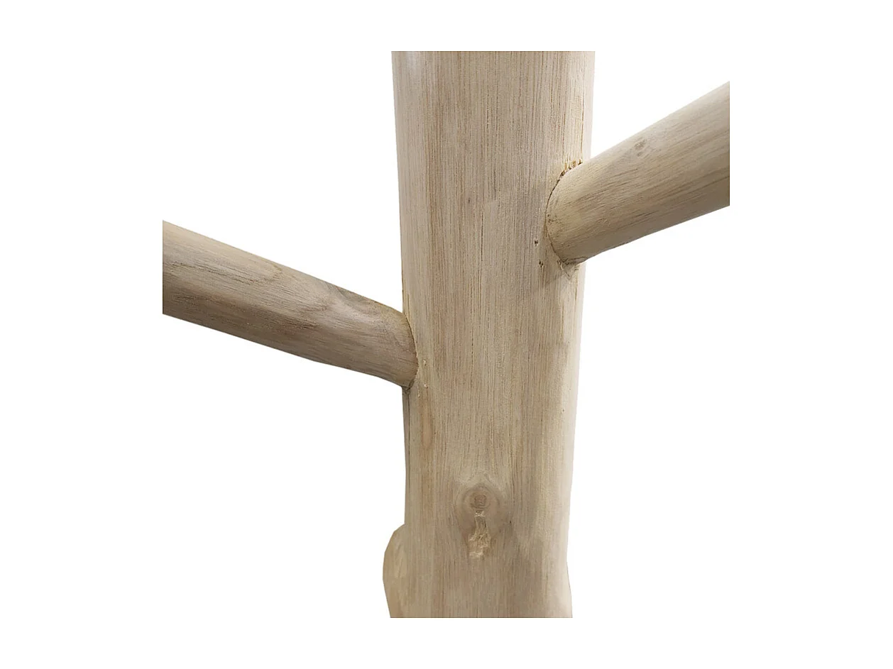 Porte-manteau branche bois de teck brut 180 cm pied rond noir - NAO