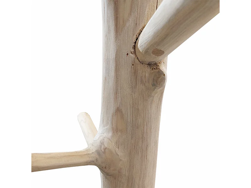 Porte-manteau branche bois de teck brut 180 cm pied rond noir - NAO