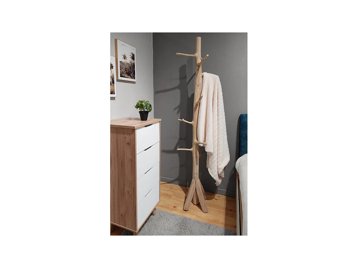 Porte-manteau branche d'arbre en bois de teck brut 200 cm - MIRA