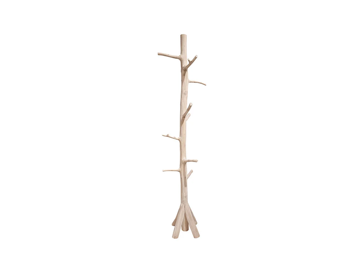 Porte-manteau branche d'arbre en bois de teck brut 200 cm - MIRA