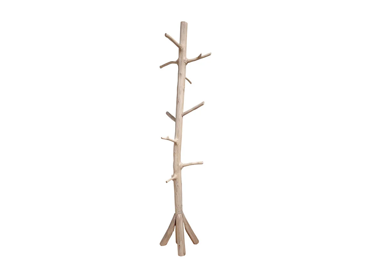 Porte-manteau branche d'arbre en bois de teck brut 200 cm - MIRA