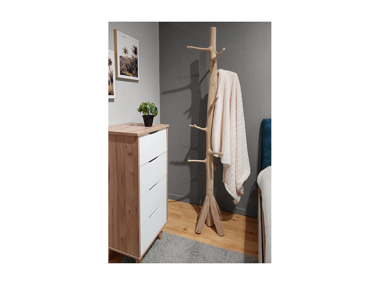 Porte-manteau branche d'arbre en bois de teck brut 200 cm - MIRA